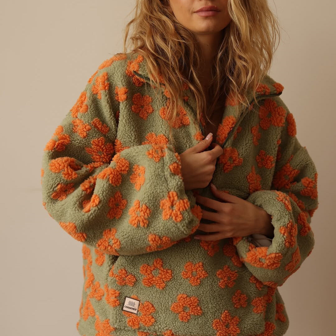 Jersey cómodo sherpa mujer elegante y versátil bohemio