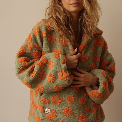 Jersey cómodo sherpa mujer elegante y versátil bohemio