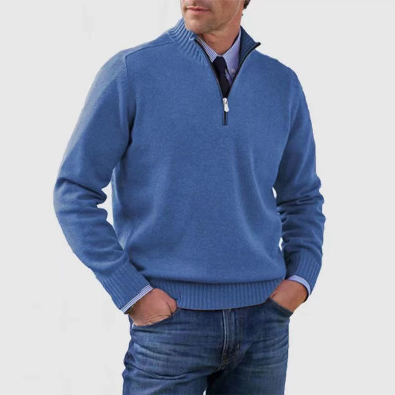 Jersey de punto para hombre con cremallera corta
