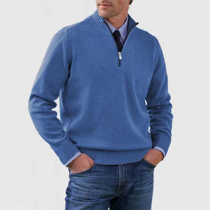 Jersey de punto para hombre con cremallera corta