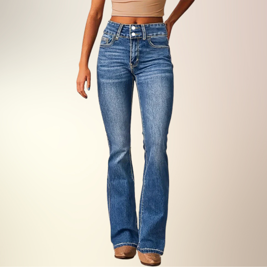 Pantalón Vaquero Mujer – Estilo Flare con Cintura Alta de Moda