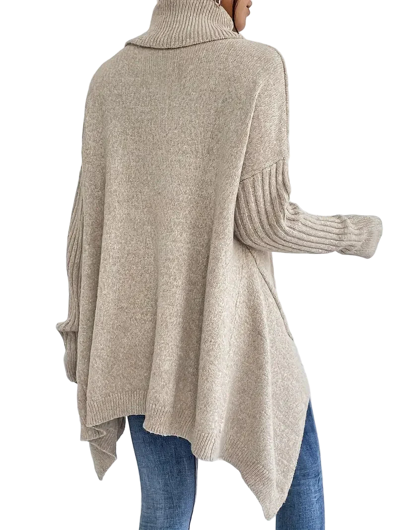 Jersey femenino cuello alto largo moderno y versátil casual