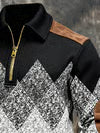 Jersey informal para hombre con media cremallera, estampado geométrico y cómodo para el día a día