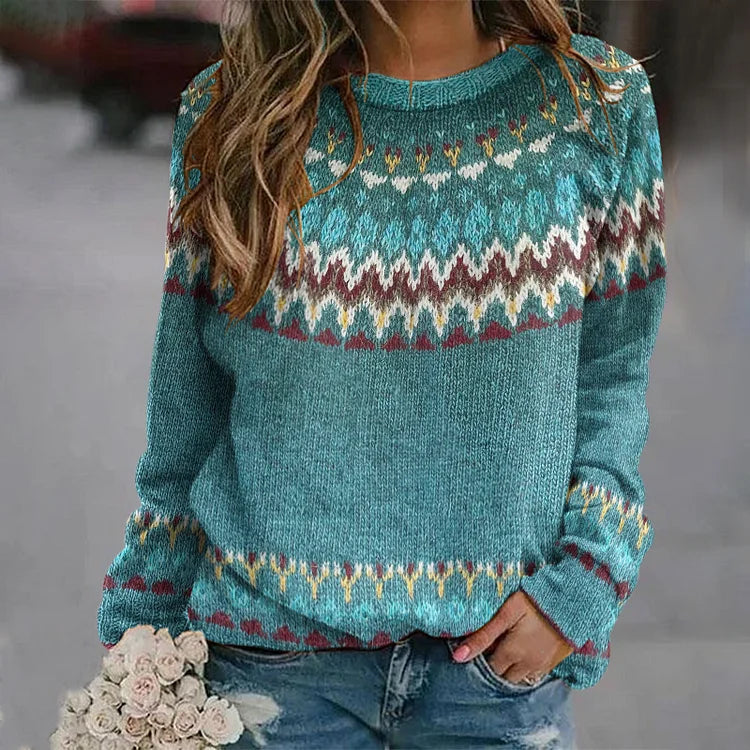 Jersey noruego para mujer: cálido y cómodo, en azul