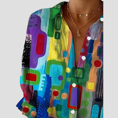 Blusa femenina estampado geométrico ligera ideal primavera verano