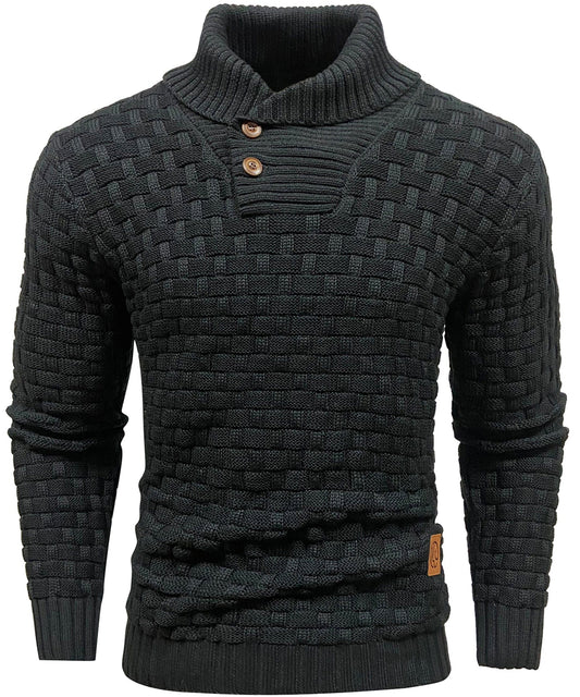 Jersey acanalado para hombre con cuello alto, cálido y cómodo, estilo moderno diario