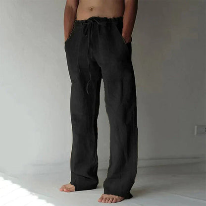 Pantalón lino hombre cómodo con cinturilla ajustable casual