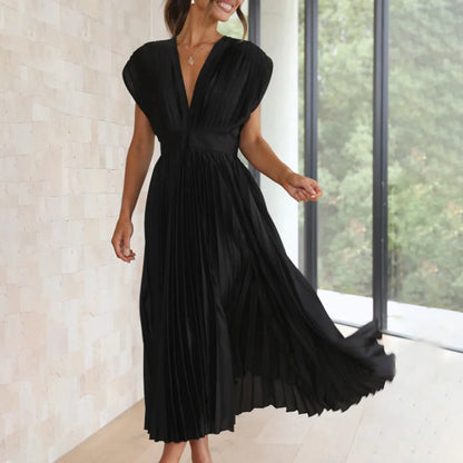 Lexi | Elegante vestido midi plisado con cuello en V