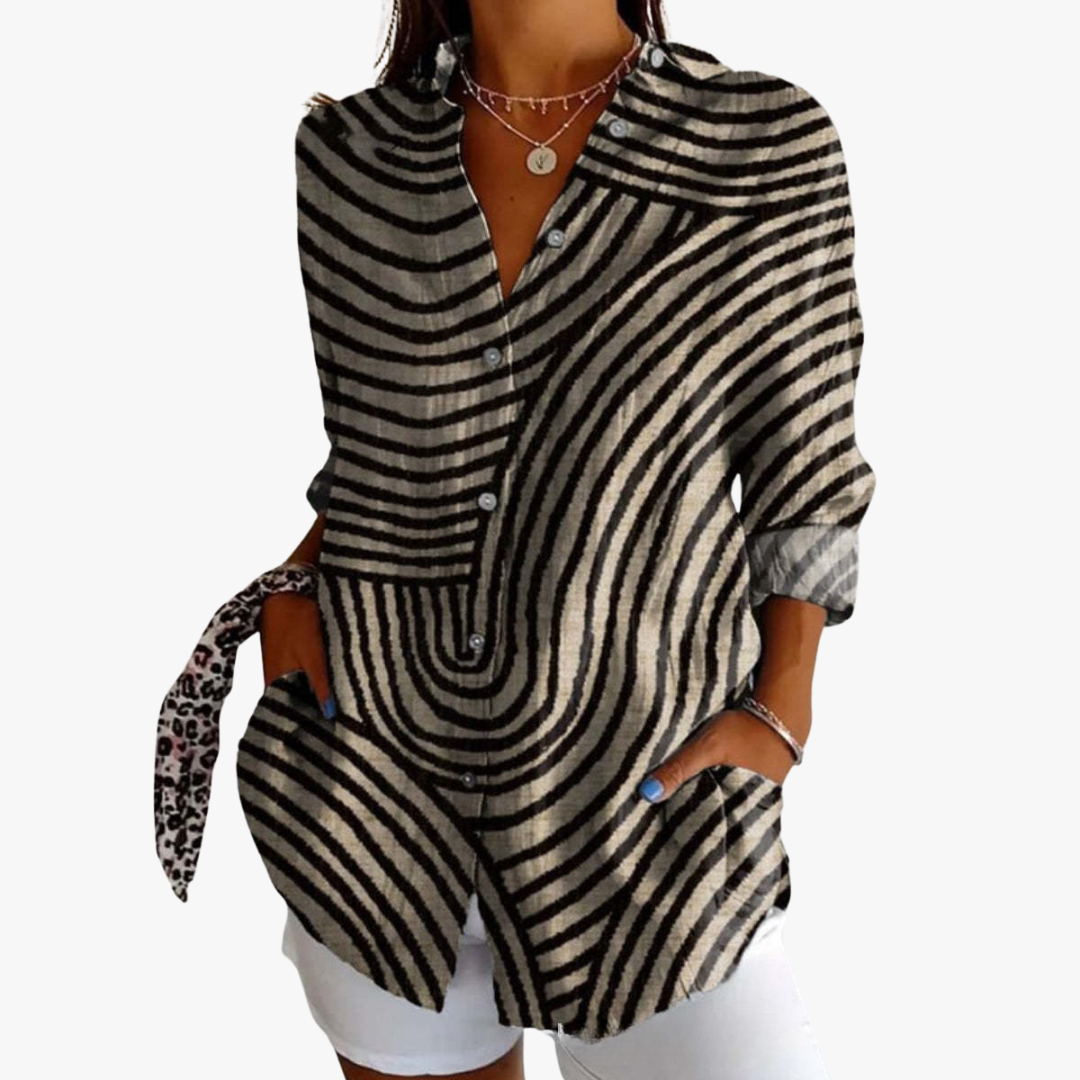 Blusa lino mujer bordada elegante y ligera casual diario