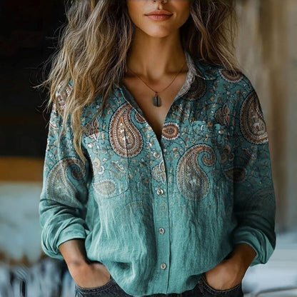 Camisa mujer elegante vintage cómoda para paseo y trabajo