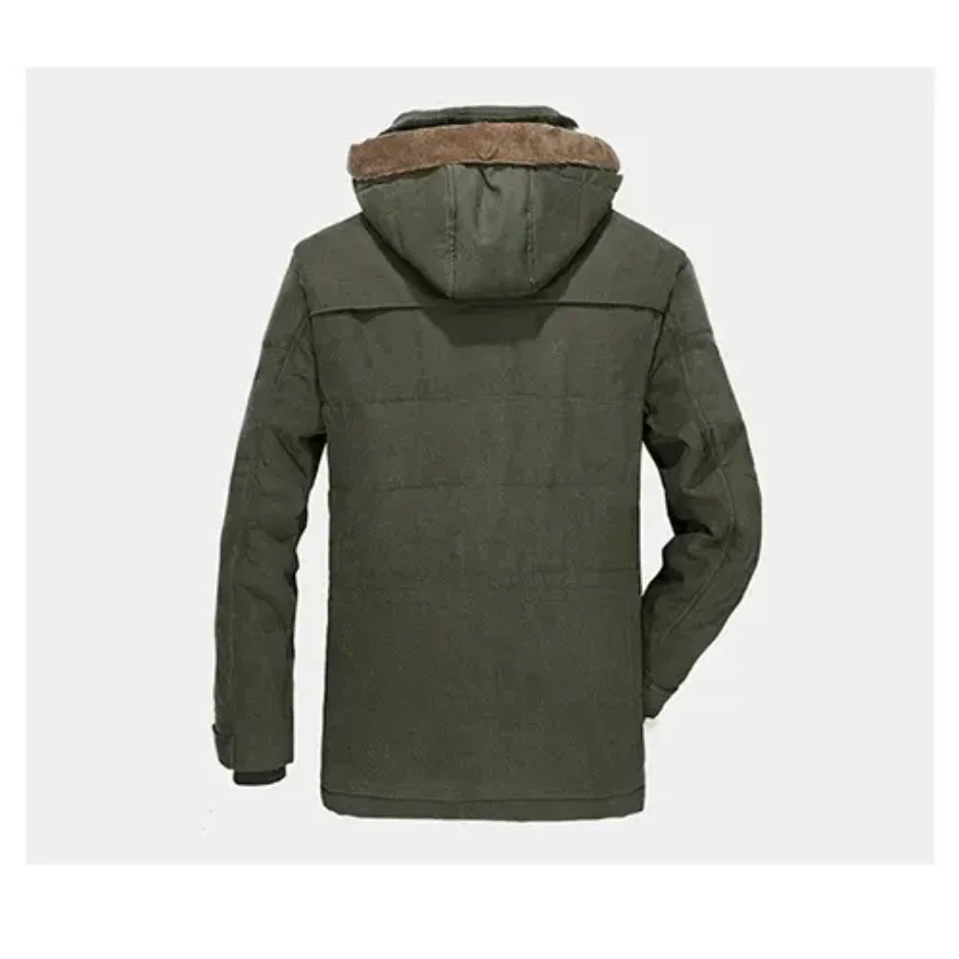 Chaqueta de invierno para hombre con capucha: forro cálido y cortavientos