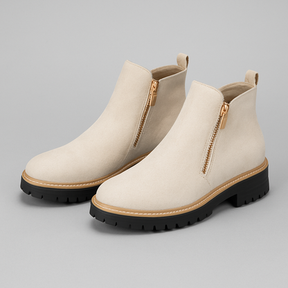 Zapatos de mujer elegantes, punta redonda y cremallera lateral