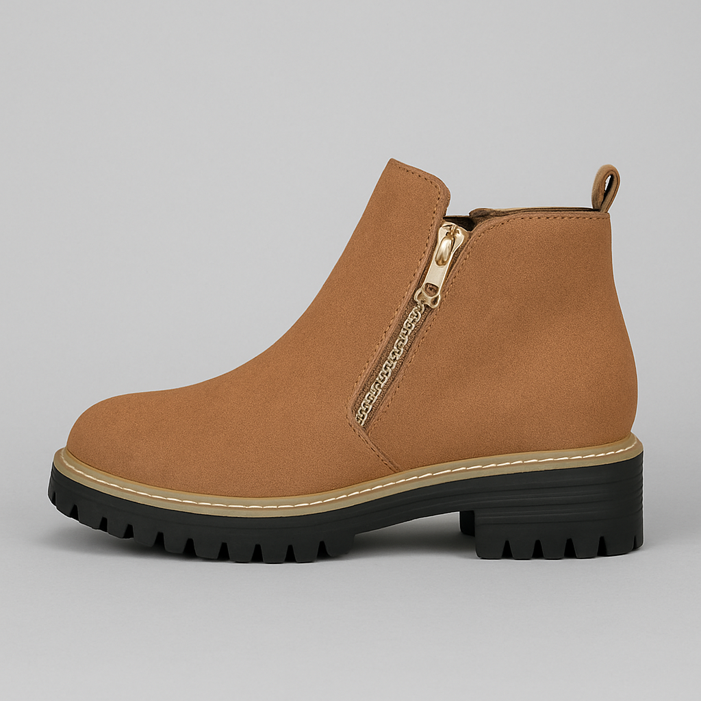 Zapatos de mujer elegantes, punta redonda y cremallera lateral