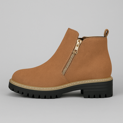 Zapatos de mujer elegantes, punta redonda y cremallera lateral