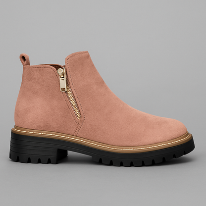 Zapatos de mujer elegantes, punta redonda y cremallera lateral
