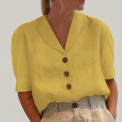 Camiseta mujer mezcla algodón-lino, chic y confortable