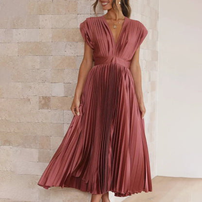 Lexi | Elegante vestido midi plisado con cuello en V