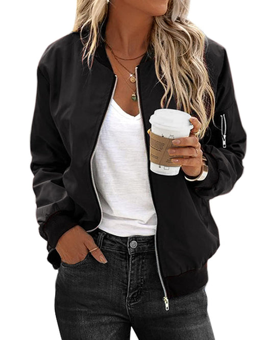 Chaqueta bomber femenina, cómoda y versátil para primavera y otoño