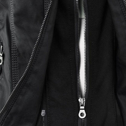 Kyra | Cazadora de piel impermeable para mujer con capucha
