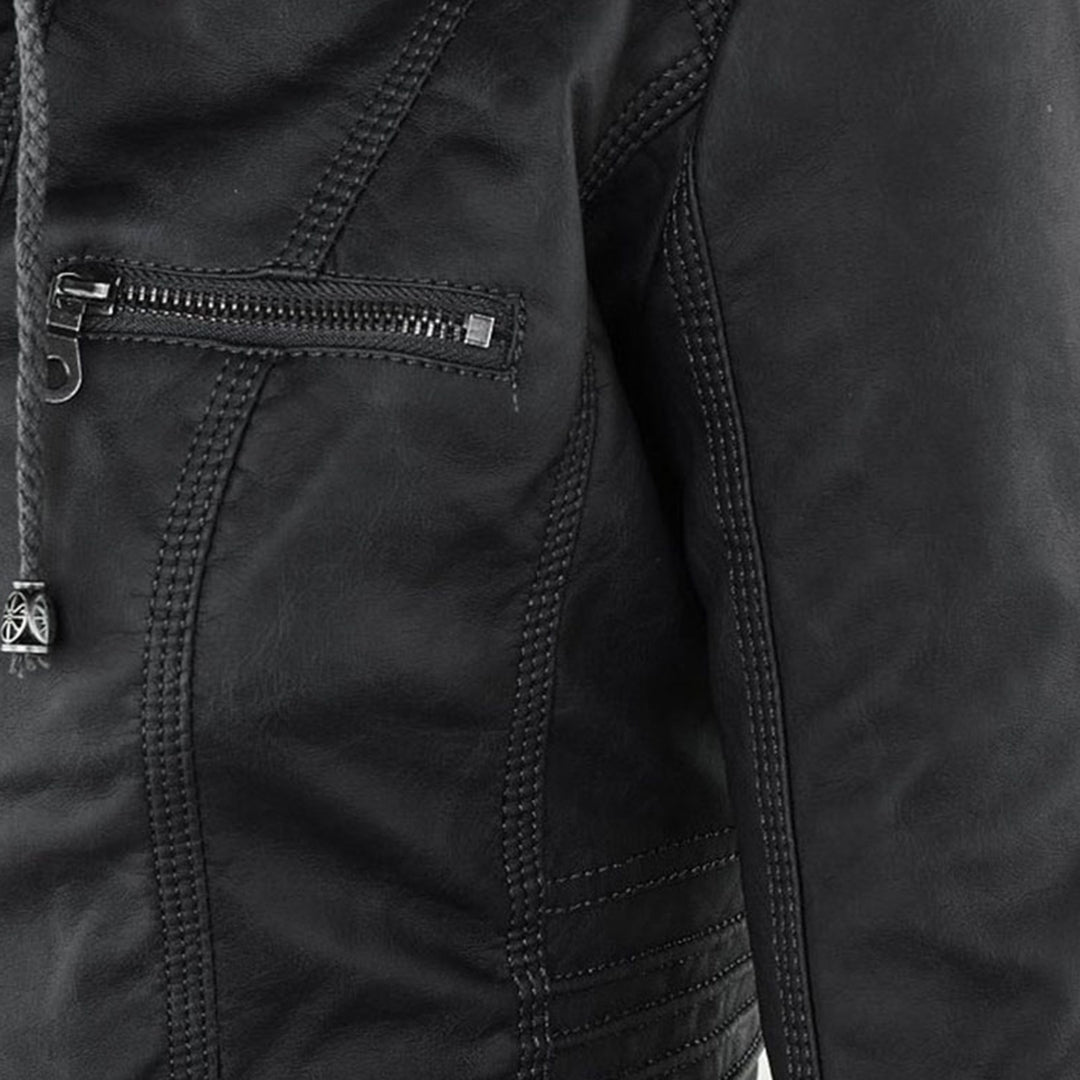 Kyra | Cazadora de piel impermeable para mujer con capucha