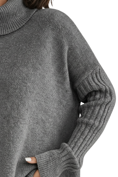 Jersey femenino cuello alto largo moderno y versátil casual