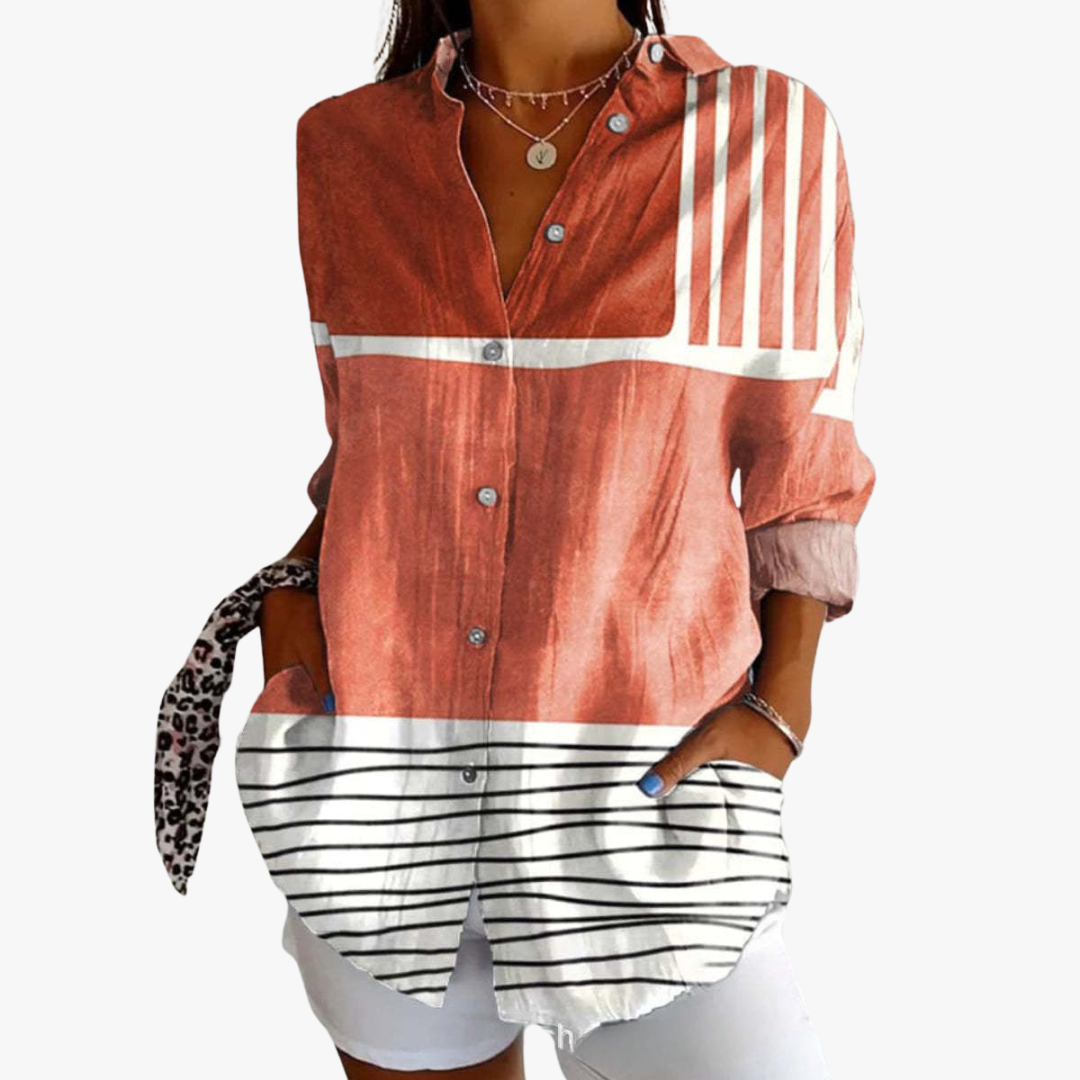 Blusa lino mujer bordada elegante y ligera casual diario