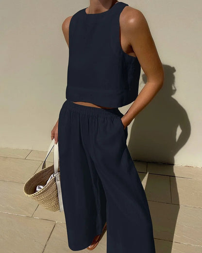 Conjunto femenino lino sostenible fresco y versátil primavera