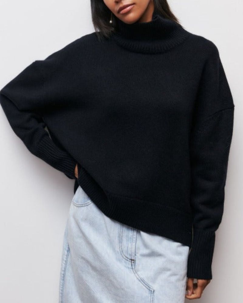 Jersey de Cuello Alto Relajado – Ideal para Otoño e Invierno