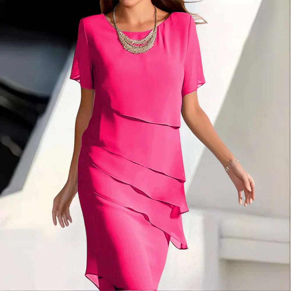 Vestido mujer de chiffon, fresco y elegante para primavera o verano