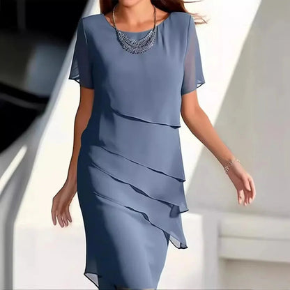 Vestido mujer de chiffon, fresco y elegante para primavera o verano