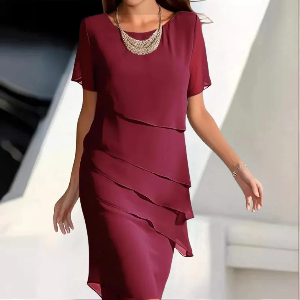 Vestido mujer de chiffon, fresco y elegante para primavera o verano