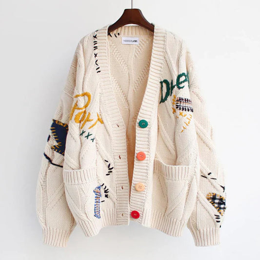 Cárdigan de punto mujer diseño patchwork ligero y estiloso