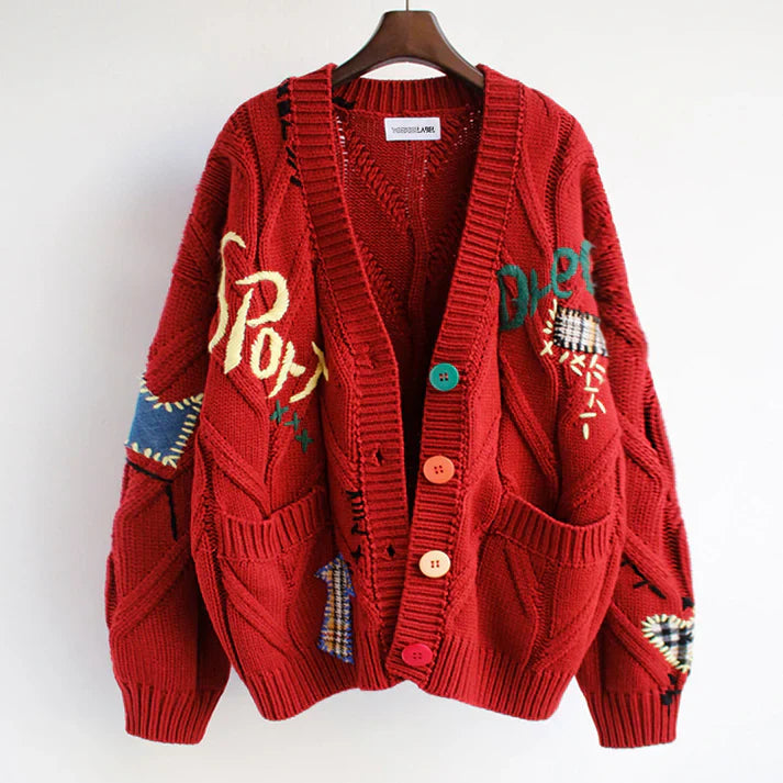 Cárdigan de punto mujer diseño patchwork ligero y estiloso
