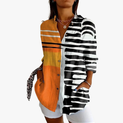 Blusa lino mujer bordada elegante y ligera casual diario
