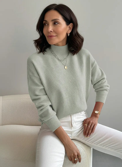 Jersey femenino turtleneck elegante suave y versátil casual