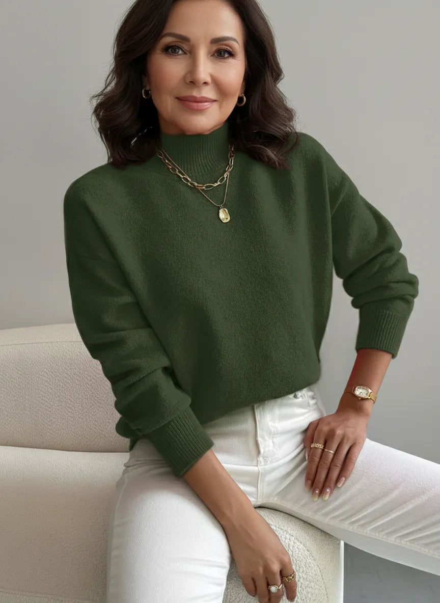 Jersey femenino turtleneck elegante suave y versátil casual