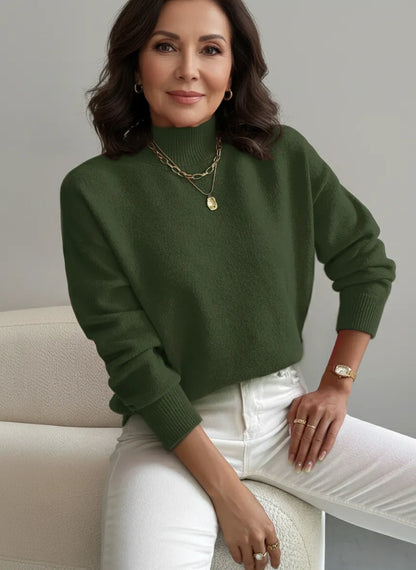 Jersey femenino turtleneck elegante suave y versátil casual