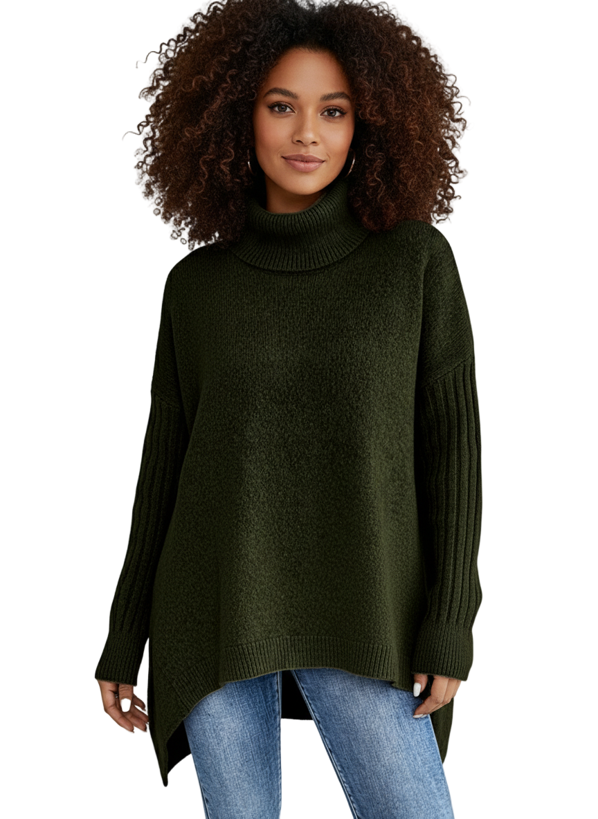 Jersey femenino cuello alto largo moderno y versátil casual
