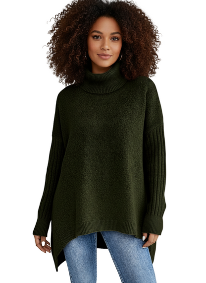 Jersey femenino cuello alto largo moderno y versátil casual
