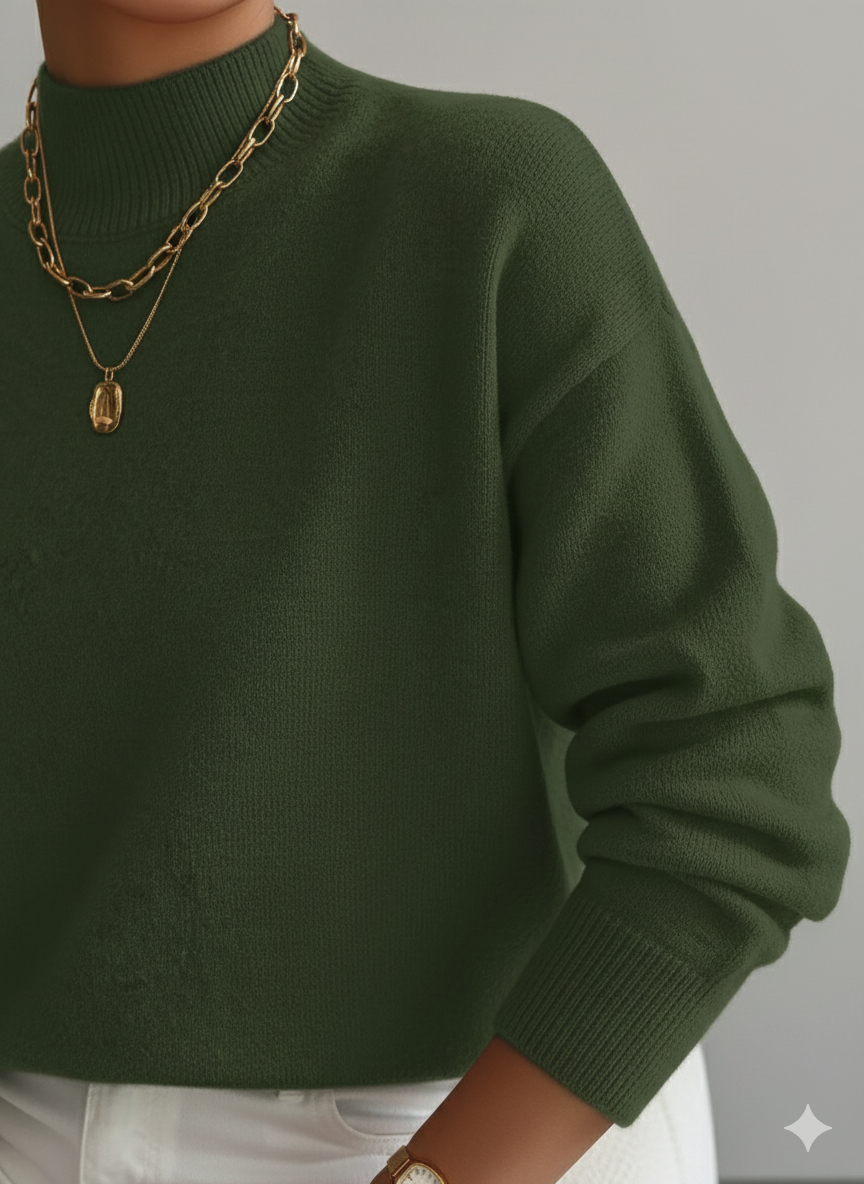 Jersey femenino turtleneck elegante suave y versátil casual