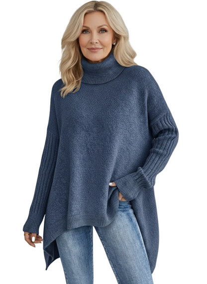 Jersey femenino cuello alto largo moderno y versátil casual