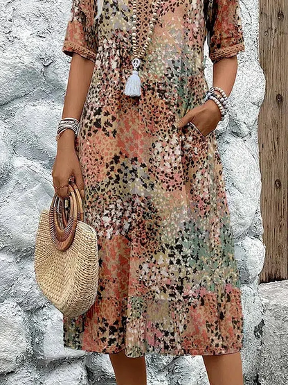 Vestido floral largo mujer moderno y versátil casual formal