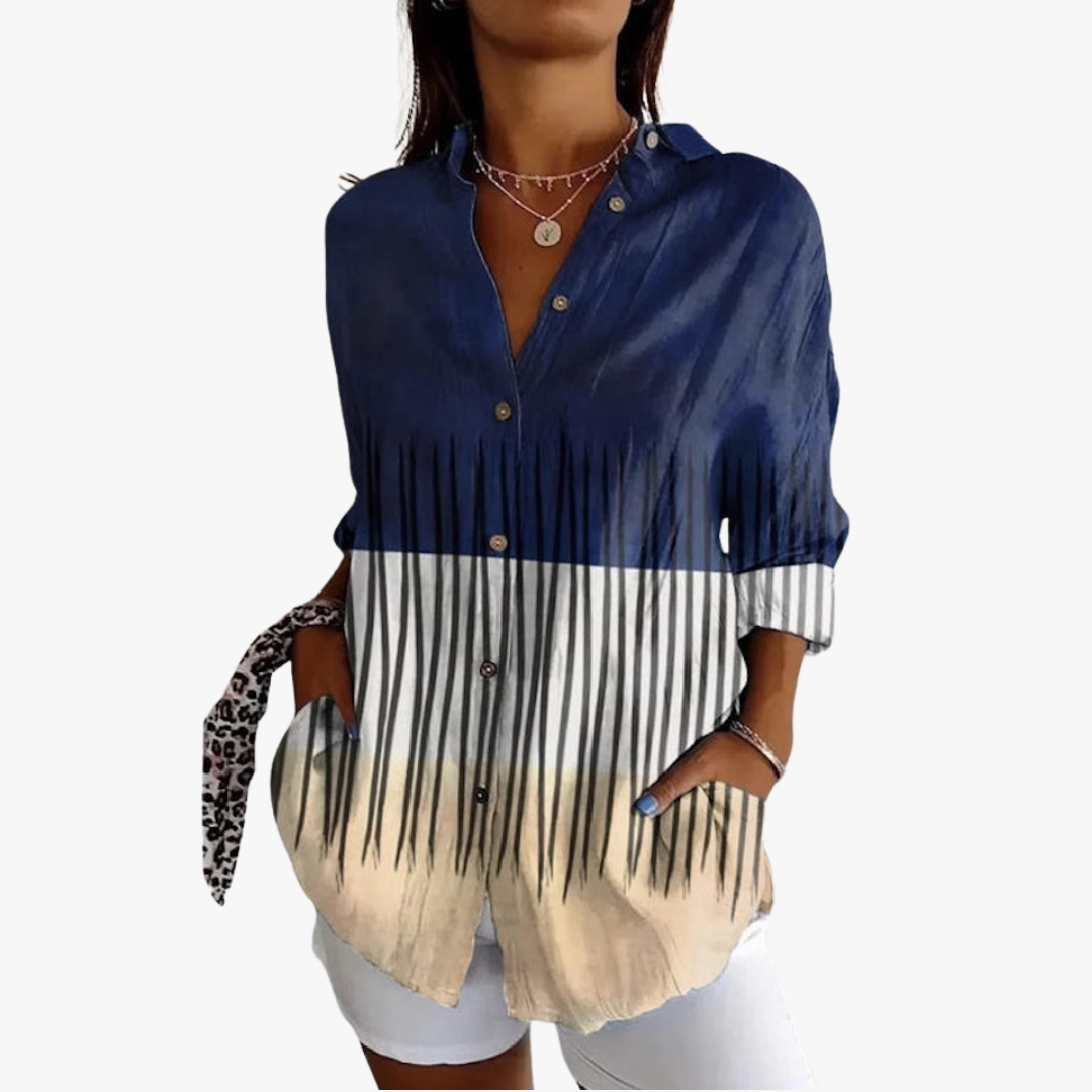 Blusa lino mujer bordada elegante y ligera casual diario