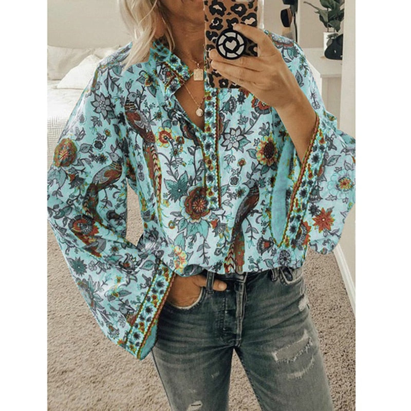 Blusa mujer boho chic moderna ligera casual primavera-verano