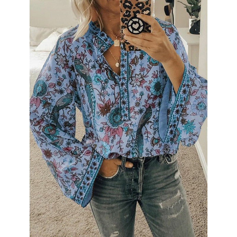 Blusa mujer boho chic moderna ligera casual primavera-verano