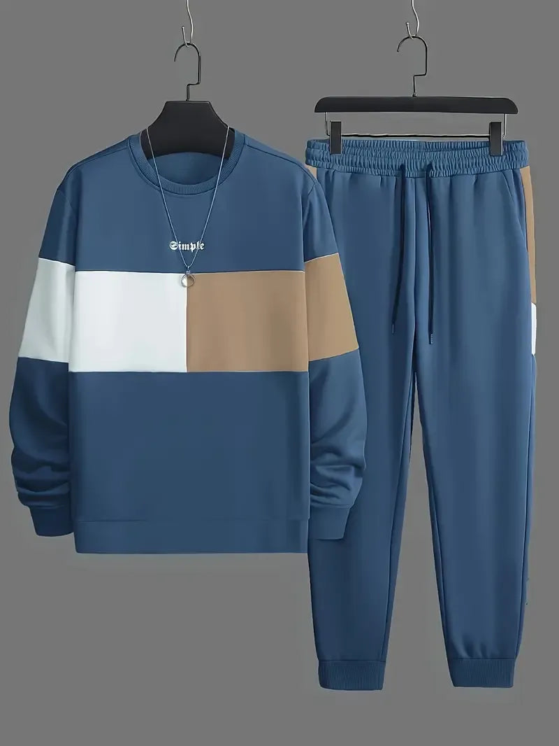 Conjunto hombre deportivo con diseño colorblock y cuello redondo