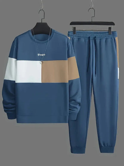 Conjunto hombre deportivo con diseño colorblock y cuello redondo