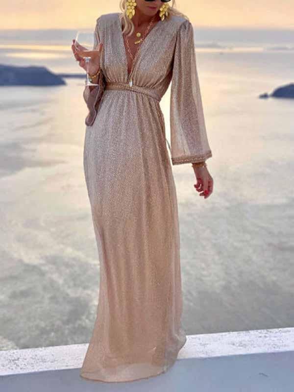 Vestido largo mujer elegante con brillo ideal fiesta y gala