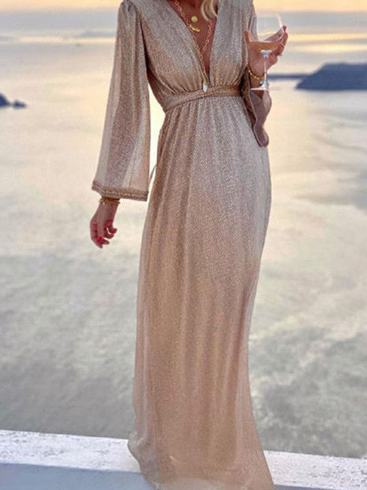 Vestido largo mujer elegante con brillo ideal fiesta y gala