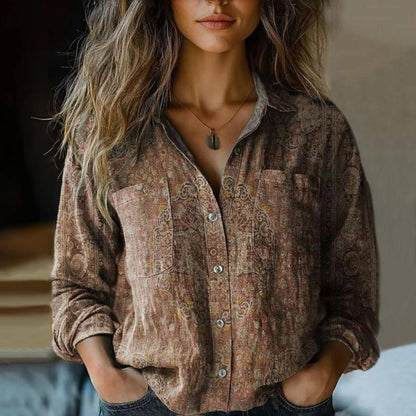 Camisa mujer elegante vintage cómoda para paseo y trabajo